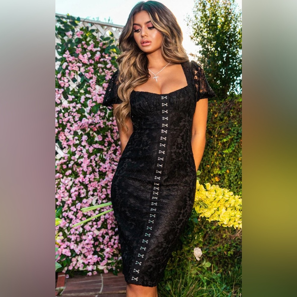 PLT Puff Lace Black Dress